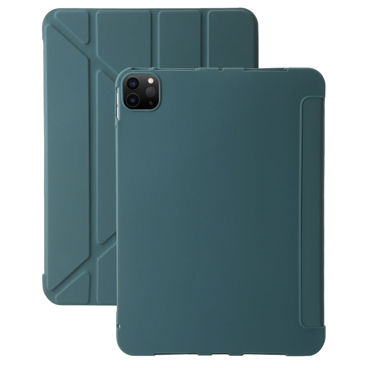 For iPad Pro 13 2025 / 2024 TPU Deformation Flip Leather Tablet Case with Holder(Dark Green) by bashfashion