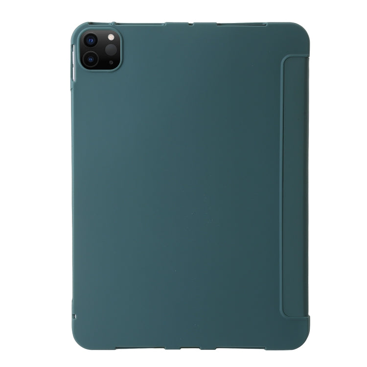 For iPad Pro 13 2025 / 2024 TPU Deformation Flip Leather Tablet Case with Holder(Dark Green) by bashfashion