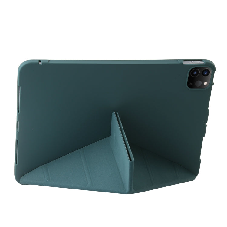 For iPad Pro 13 2025 / 2024 TPU Deformation Flip Leather Tablet Case with Holder(Dark Green) by bashfashion