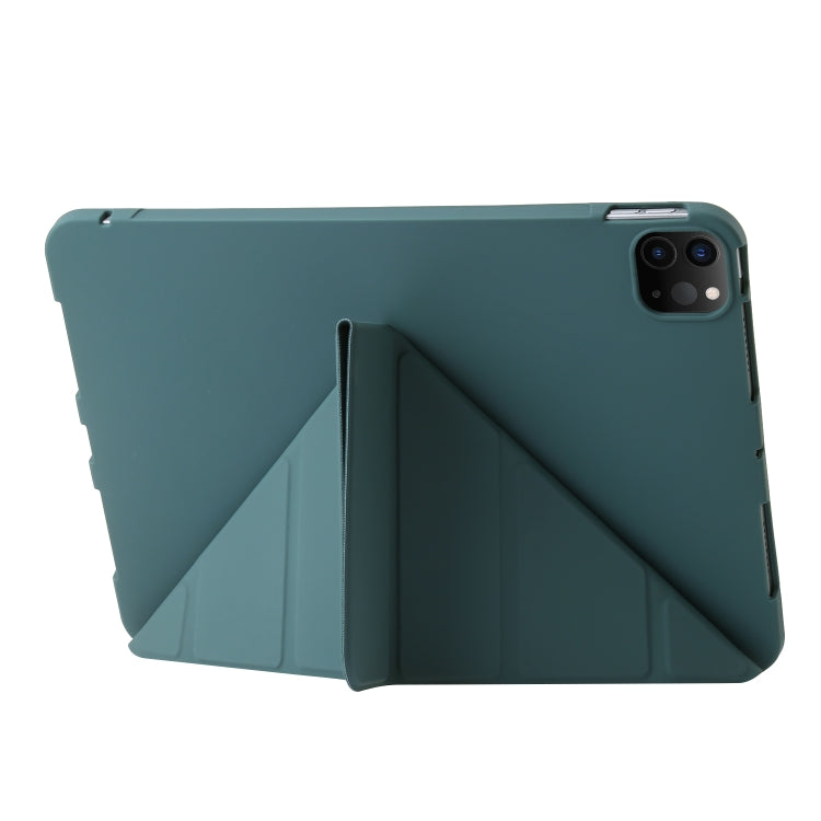 For iPad Pro 13 2025 / 2024 TPU Deformation Flip Leather Tablet Case with Holder(Dark Green) by bashfashion