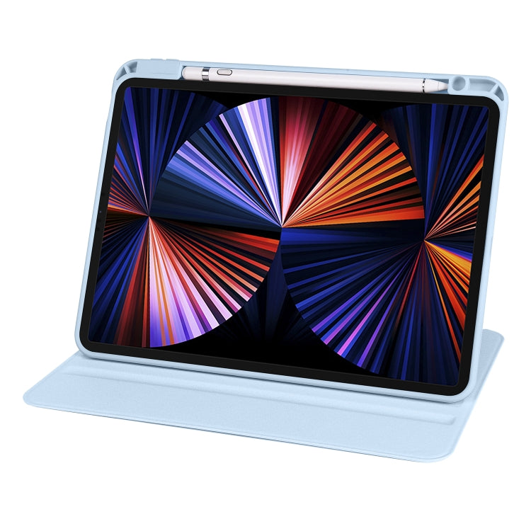For iPad Air 11 2025 / 2024 Acrylic 360 Degree Rotation Holder Leather Tablet Case(Ice Blue) by bashfashion