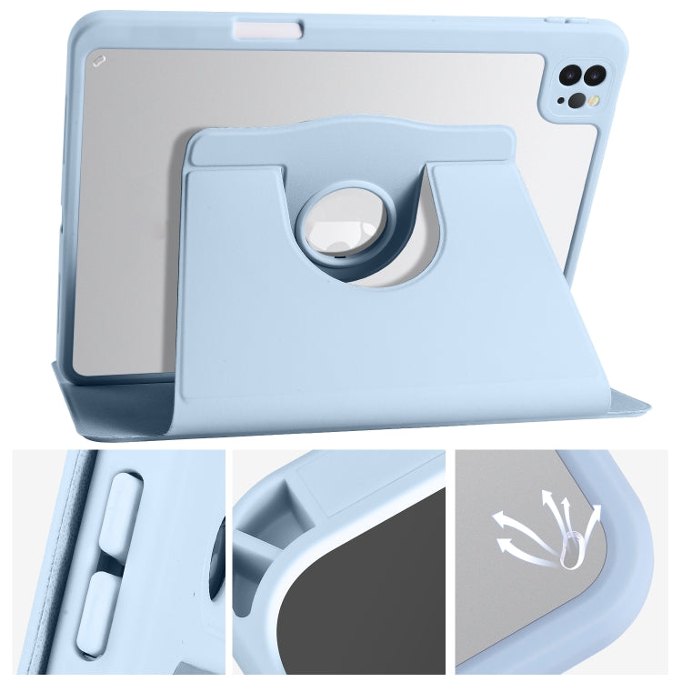 For iPad Air 11 2025 / 2024 Acrylic 360 Degree Rotation Holder Leather Tablet Case(Ice Blue) by bashfashion