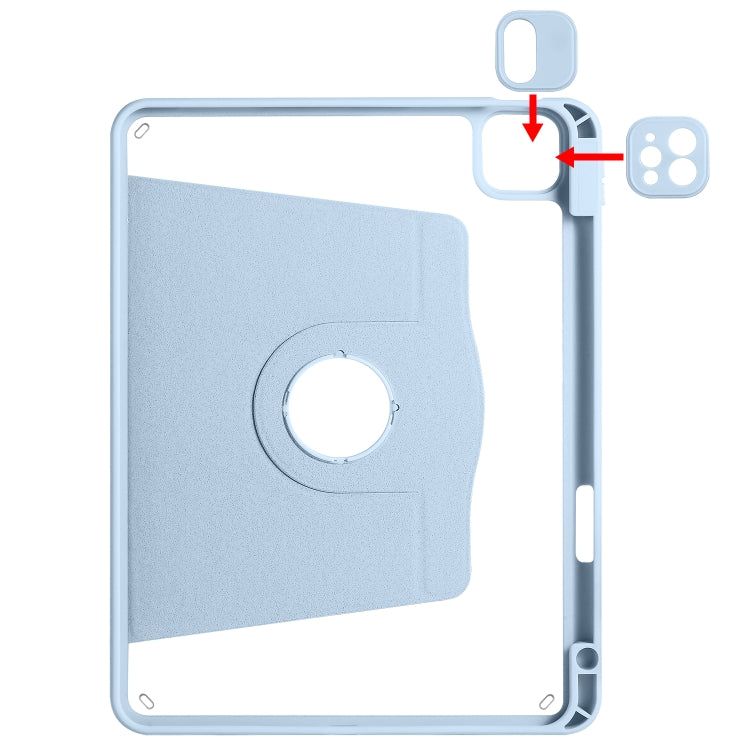 For iPad Air 11 2025 / 2024 Acrylic 360 Degree Rotation Holder Leather Tablet Case(Ice Blue) by bashfashion