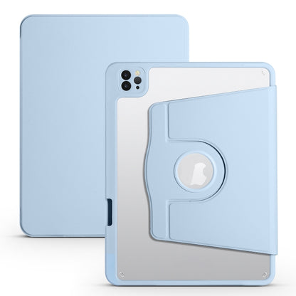 For iPad Pro 11 2025 / 2024 Acrylic 360 Degree Rotation Holder Leather Tablet Case(Ice Blue) by bashfashion