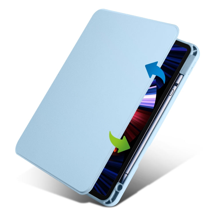 For iPad Pro 11 2025 / 2024 Acrylic 360 Degree Rotation Holder Leather Tablet Case(Ice Blue) by bashfashion