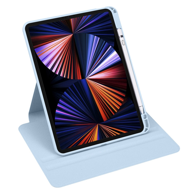 For iPad Pro 11 2025 / 2024 Acrylic 360 Degree Rotation Holder Leather Tablet Case(Ice Blue) by bashfashion