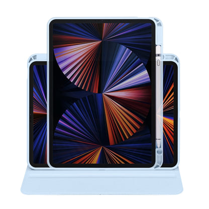 For iPad Pro 11 2025 / 2024 Acrylic 360 Degree Rotation Holder Leather Tablet Case(Ice Blue) by bashfashion