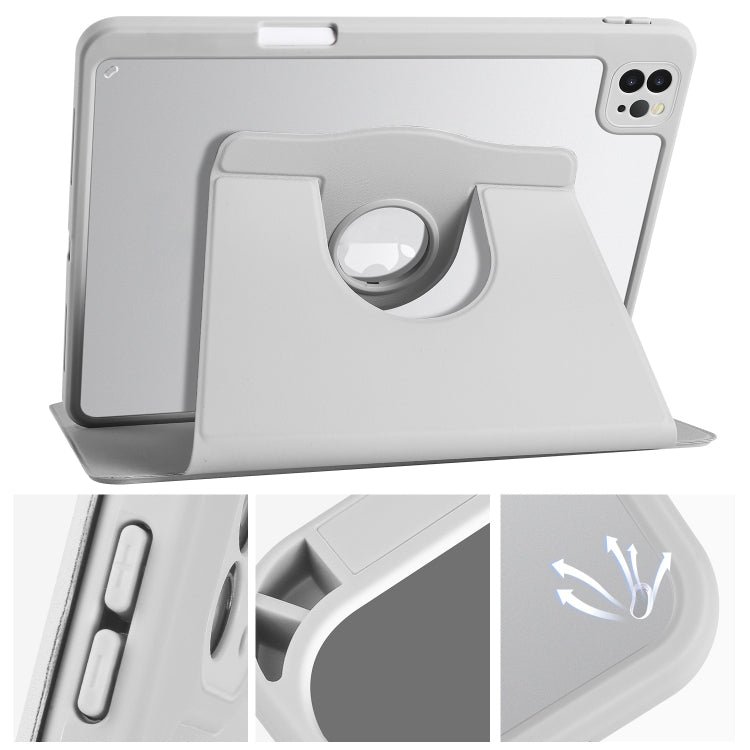 For iPad Pro 13 2025 / 2024 Acrylic 360 Degree Rotation Holder Leather Tablet Case(Fog Grey) by bashfashion