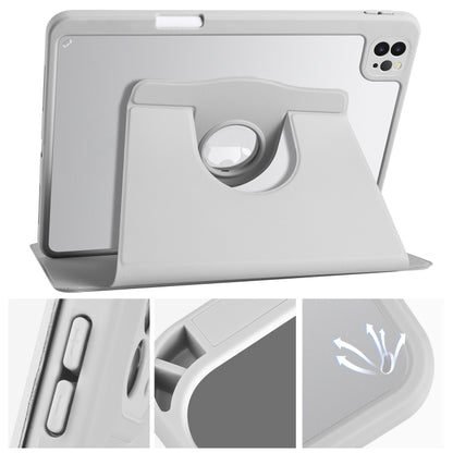 For iPad Pro 13 2025 / 2024 Acrylic 360 Degree Rotation Holder Leather Tablet Case(Fog Grey) by bashfashion