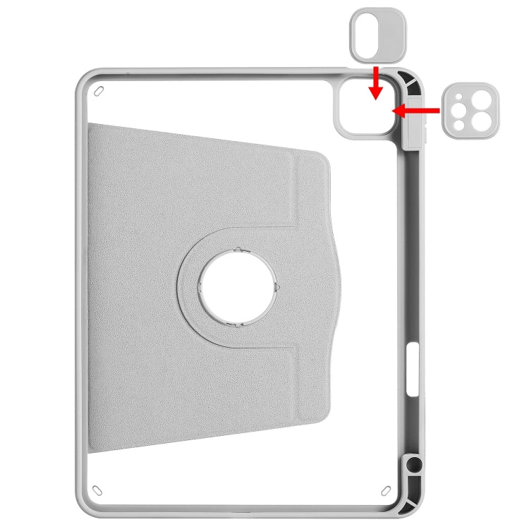 For iPad Pro 13 2025 / 2024 Acrylic 360 Degree Rotation Holder Leather Tablet Case(Fog Grey) by bashfashion