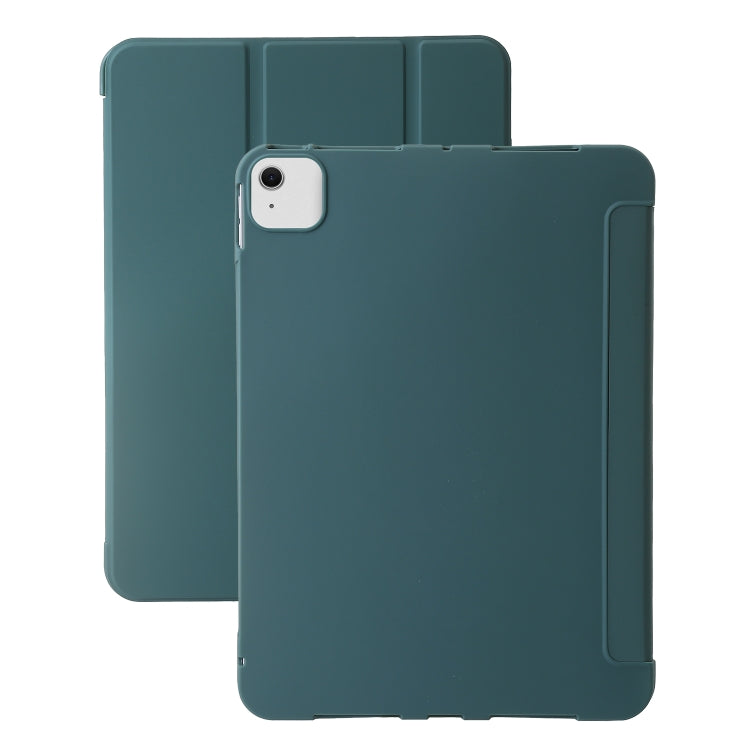 For iPad Air 13 2025 / 2024 Three-fold Holder Flip Tablet Leather Case(Dark Green) by bashfashion