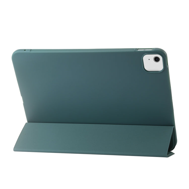 For iPad Air 13 2025 / 2024 Three-fold Holder Flip Tablet Leather Case(Dark Green) by bashfashion