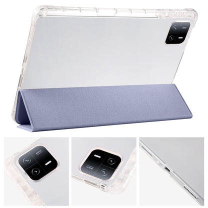For iPad Pro 13 2025 / 2024 3-fold Clear TPU Smart Leather Tablet Case with Pen Slot(Lavender Purple) by bashfashion
