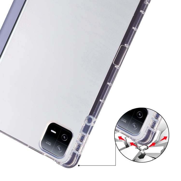 For iPad Pro 13 2025 / 2024 3-fold Clear TPU Smart Leather Tablet Case with Pen Slot(Lavender Purple) by bashfashion