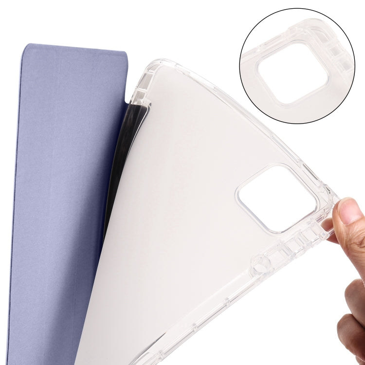 For iPad Pro 13 2025 / 2024 3-fold Clear TPU Smart Leather Tablet Case with Pen Slot(Lavender Purple) by bashfashion