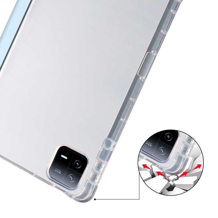 For iPad Air 13 2025 / 2024 3-fold Clear TPU Smart Leather Tablet Case with Pen Slot(Ice Blue) by bashfashion