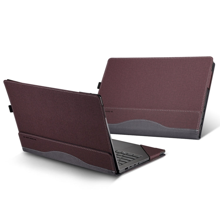 For HP Laptop 14s-dp / 14-dk / 14s-dk Leather Laptop Shockproof Protective Case(Wine Red) by bashfashion