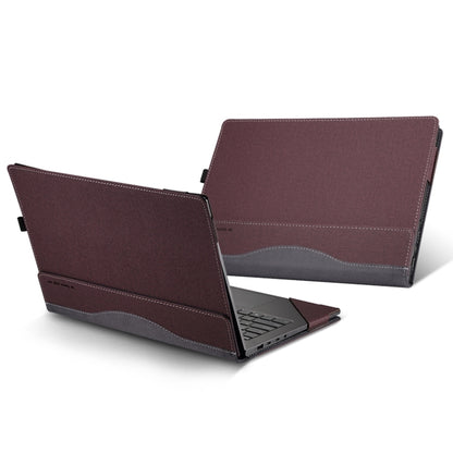 For HP Laptop 14s-dp / 14-dk / 14s-dk Leather Laptop Shockproof Protective Case(Wine Red) by bashfashion