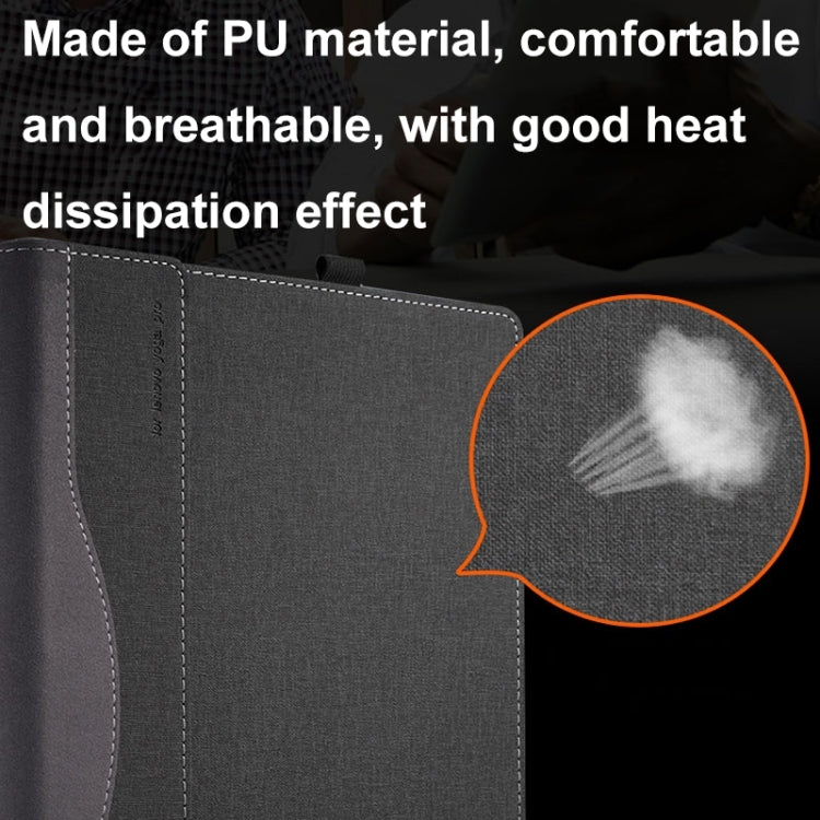 For HP Pavilion Plus Laptop 14-eh / 14t-eh Leather Laptop Shockproof Protective Case(Black) by bashfashion