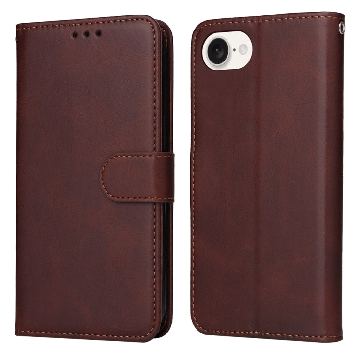 For iPhone 16e Classic Calf Texture Flip Leather Phone Case(Brown) by bashfashion