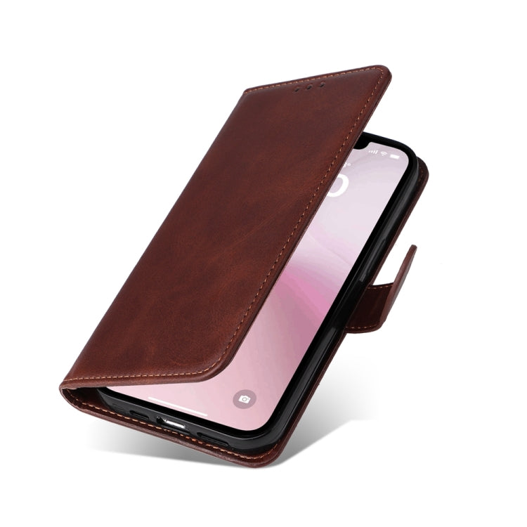 For iPhone 16e Classic Calf Texture Flip Leather Phone Case(Brown) by bashfashion