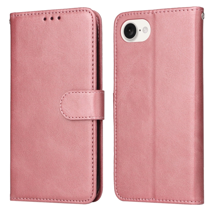 For iPhone 16e Classic Calf Texture Flip Leather Phone Case(Rose Gold) by bashfashion