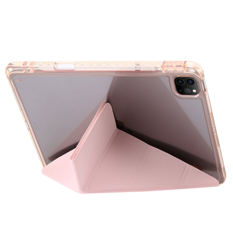 For iPad Pro 11 2025 / 2024 Clear Acrylic Deformation Leather Tablet Case(Pink) by bashfashion