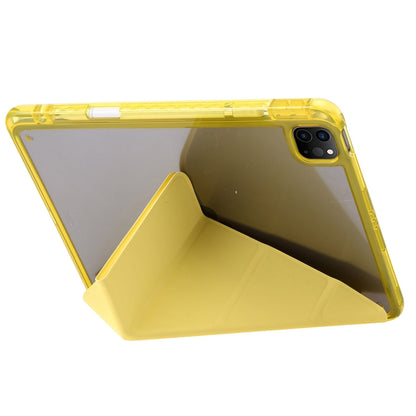 For iPad Pro 11 2025 / 2024 Clear Acrylic Deformation Leather Tablet Case(Yellow) by bashfashion