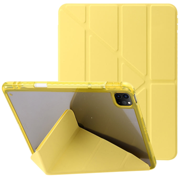 For iPad Pro 11 2025 / 2024 Clear Acrylic Deformation Leather Tablet Case(Yellow) by bashfashion
