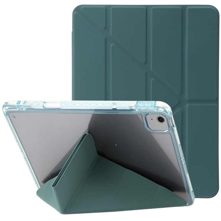 For iPad Air 13 2025 / 2024 Clear Acrylic Deformation Leather Tablet Case(Dark Green) by bashfashion