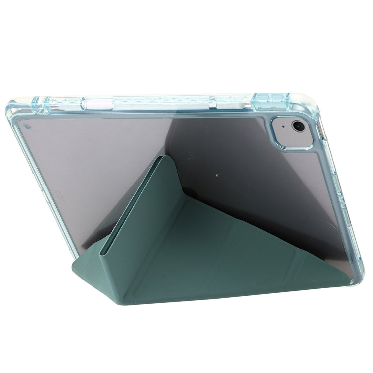 For iPad Air 13 2025 / 2024 Clear Acrylic Deformation Leather Tablet Case(Dark Green) by bashfashion