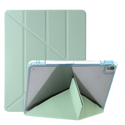 For iPad Air 13 2025 / 2024 Clear Acrylic Deformation Leather Tablet Case(Green) by bashfashion