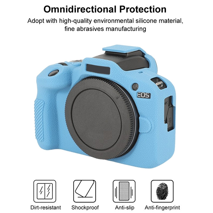 For Canon EOS R100 Litchi Texture Soft Silicone Protective Case(Blue) by bashfashion