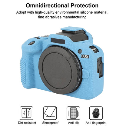 For Canon EOS R100 Litchi Texture Soft Silicone Protective Case(Blue) by bashfashion