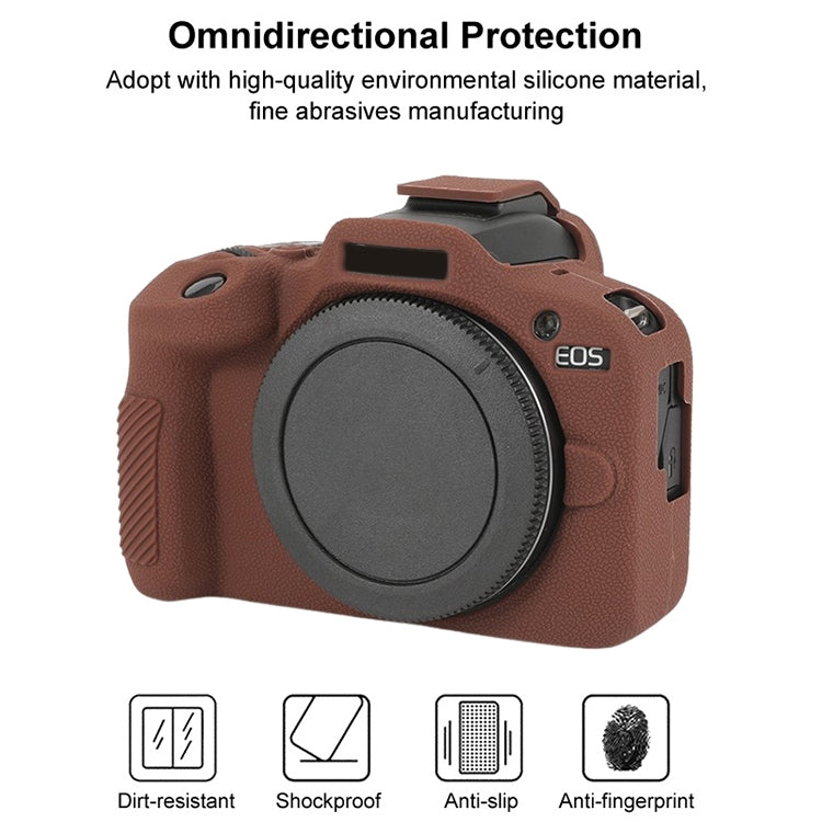 For Canon EOS R100 Litchi Texture Soft Silicone Protective Case(Coffee) by bashfashion