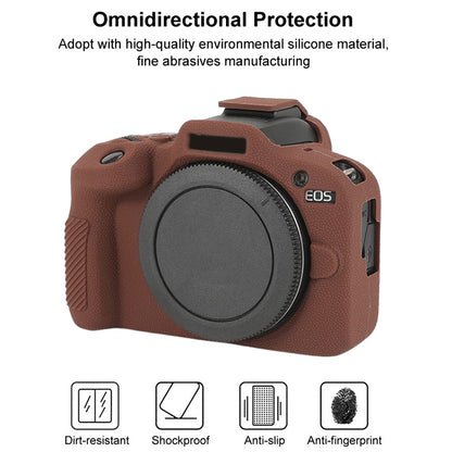 For Canon EOS R100 Litchi Texture Soft Silicone Protective Case(Coffee) by bashfashion