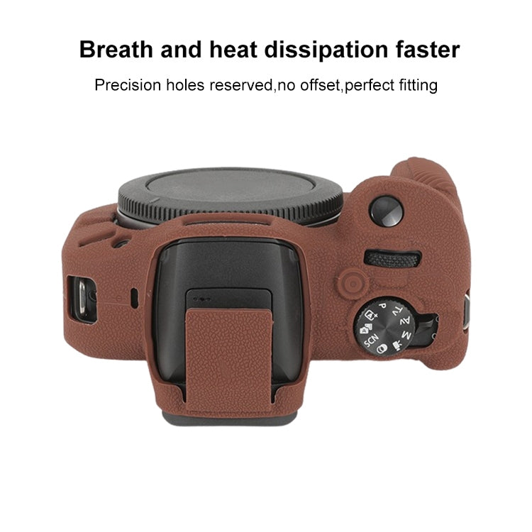 For Canon EOS R100 Litchi Texture Soft Silicone Protective Case(Coffee) by bashfashion