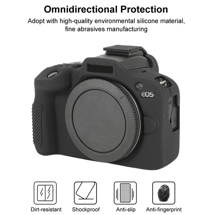 For Canon EOS R100 Litchi Texture Soft Silicone Protective Case(Black) by bashfashion