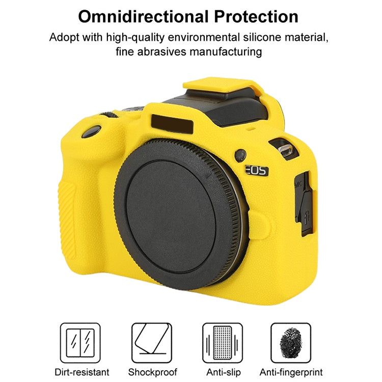 For Canon EOS R100 Litchi Texture Soft Silicone Protective Case(Yellow) by bashfashion