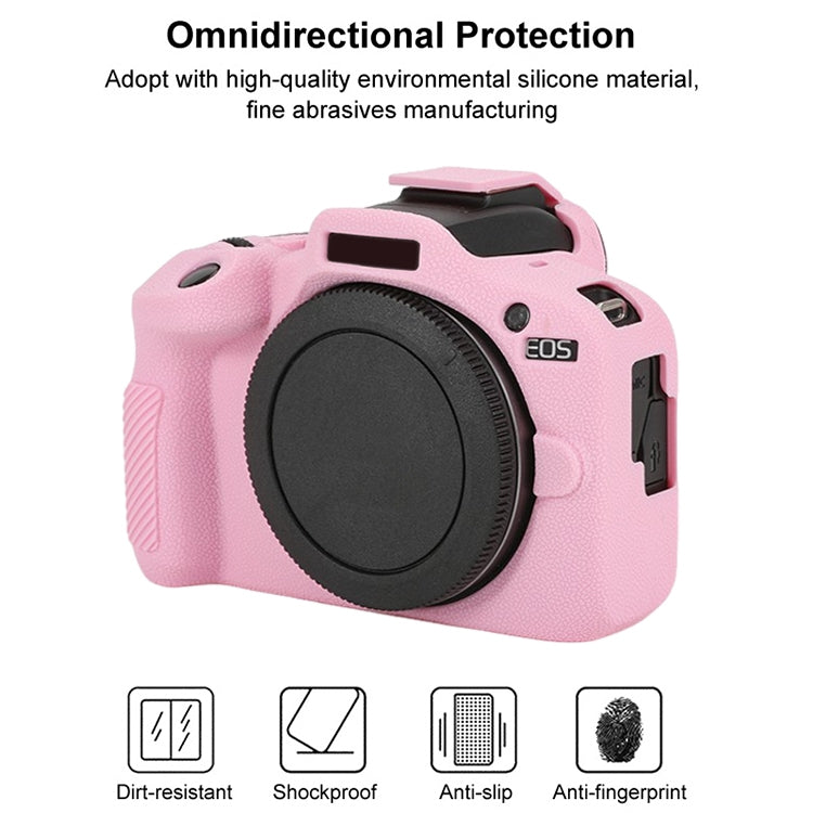 For Canon EOS R100 Litchi Texture Soft Silicone Protective Case(Pink) by bashfashion