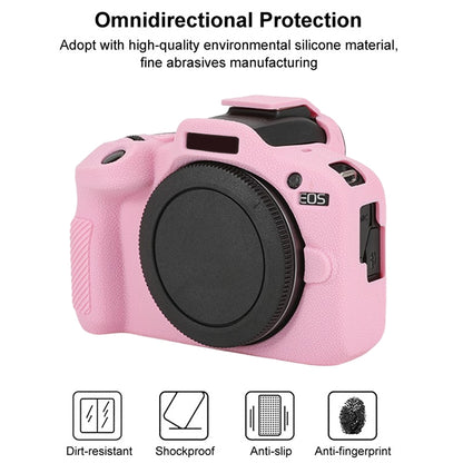 For Canon EOS R100 Litchi Texture Soft Silicone Protective Case(Pink) by bashfashion