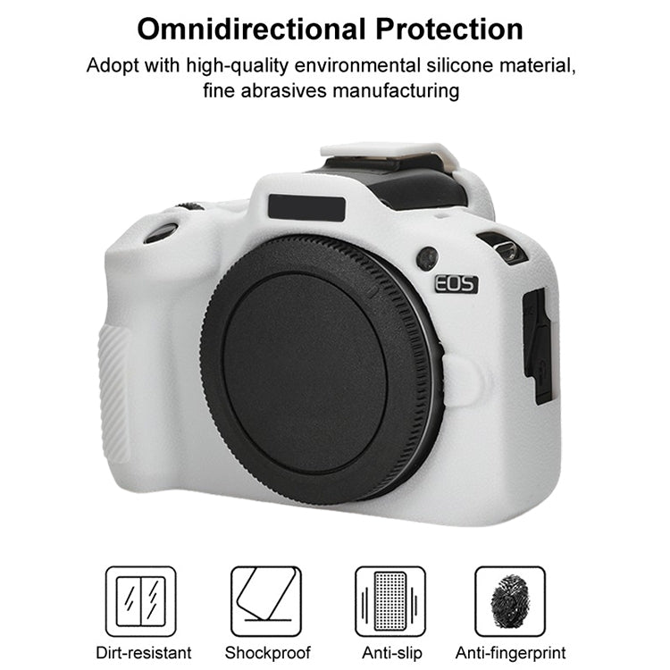 For Canon EOS R100 Litchi Texture Soft Silicone Protective Case(White) by bashfashion