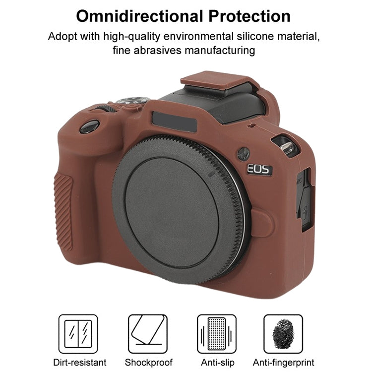 For Canon EOS R100 Glossy Soft Silicone Protective Case(Coffee) by bashfashion