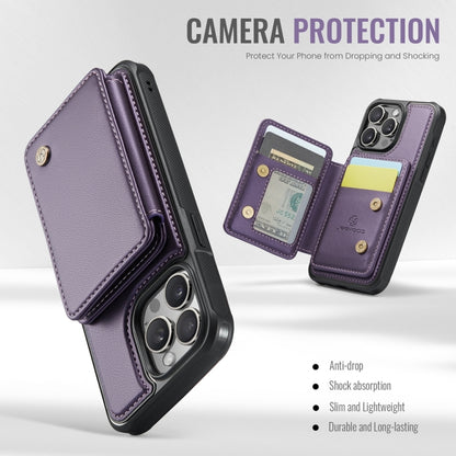For iPhone 15 Pro Max JEEHOOD J05 Business Magnetic Style RFID Leather Phone Case(Purple) by JEEHOOD