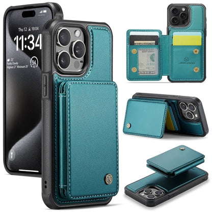 For iPhone 15 Pro Max JEEHOOD J05 Business Magnetic Style RFID Leather Phone Case(Blue Green) by JEEHOOD