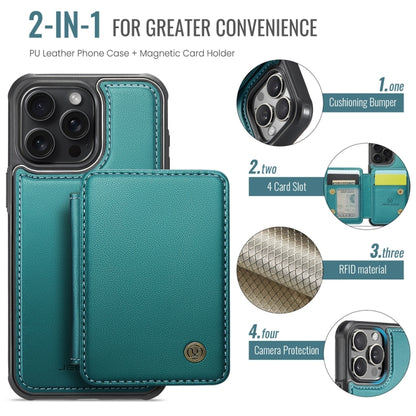For iPhone 15 Pro JEEHOOD J05 Business Magnetic Style RFID Leather Phone Case(Blue Green) by JEEHOOD