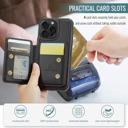 For iPhone 15 Plus JEEHOOD J05 Business Magnetic Style RFID Leather Phone Case(Black) by JEEHOOD