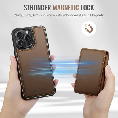 For iPhone 15 JEEHOOD J05 Business Magnetic Style RFID Leather Phone Case(Brown) by JEEHOOD