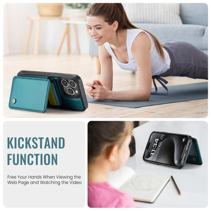 For iPhone 14 Pro Max JEEHOOD J05 Business Magnetic Style RFID Leather Phone Case(Blue Green) by JEEHOOD