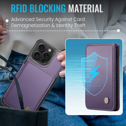 For iPhone 14 Plus JEEHOOD J05 Business Magnetic Style RFID Leather Phone Case(Purple) by JEEHOOD